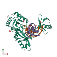 PDB entry 6ukf coloured by chain, front view.