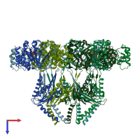PDB entry 6uko coloured by chain, top view.