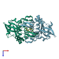 PDB entry 6ukv coloured by chain, top view.