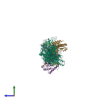 PDB entry 6ulg coloured by chain, side view.