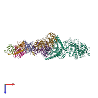 PDB entry 6ulg coloured by chain, top view.