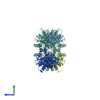 PDB entry 6ulj coloured by chain, side view.