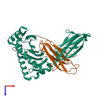 PDB entry 6ulk coloured by chain, top view.