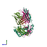 PDB entry 6ulr coloured by chain, side view.