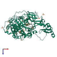 PDB entry 6ulx coloured by chain, top view.