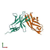 PDB entry 6umt coloured by chain, front view.