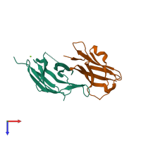 PDB entry 6umt coloured by chain, top view.