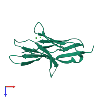 PDB entry 6umu coloured by chain, top view.