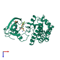 PDB entry 6umw coloured by chain, top view.