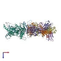 PDB entry 6umx coloured by chain, top view.