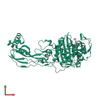 PDB entry 6un3 coloured by chain, front view.
