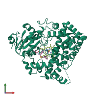 PDB entry 6une coloured by chain, front view.