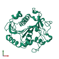 PDB entry 6unv coloured by chain, front view.