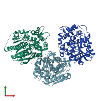 PDB entry 6unw coloured by chain, front view.