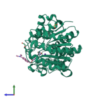 PDB entry 6uoc coloured by chain, side view.