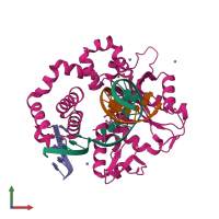 PDB entry 6uol coloured by chain, front view.