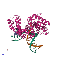 PDB entry 6uol coloured by chain, top view.