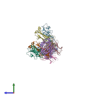 PDB entry 6uon coloured by chain, side view.