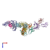 PDB entry 6uon coloured by chain, top view.