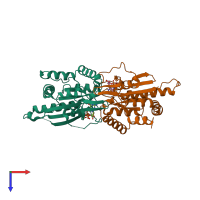 PDB entry 6upa coloured by chain, top view.