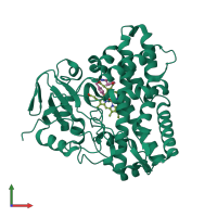 PDB 6upi coloured by chain and viewed from the front.