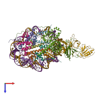 PDB entry 6upl coloured by chain, top view.