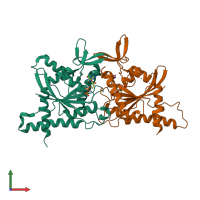 PDB entry 6upq coloured by chain, front view.