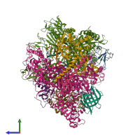 PDB entry 6uq0 coloured by chain, side view.
