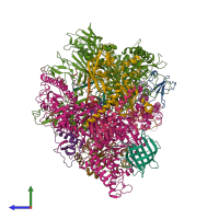 PDB entry 6uq3 coloured by chain, side view.