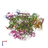 PDB entry 6uq3 coloured by chain, top view.