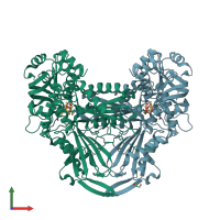 PDB entry 6uqm coloured by chain, front view.