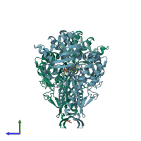 PDB entry 6uqn coloured by chain, side view.