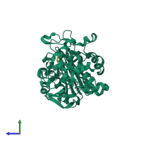PDB entry 6uqt coloured by chain, side view.