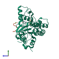 PDB entry 6uqv coloured by chain, side view.