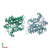 PDB entry 6uqy coloured by chain, front view.