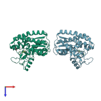 PDB entry 6uqy coloured by chain, top view.