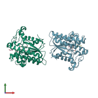 PDB entry 6ur0 coloured by chain, front view.