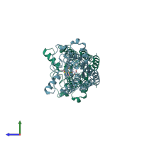 PDB entry 6ur1 coloured by chain, side view.