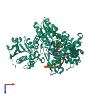 PDB entry 6ur2 coloured by chain, top view.