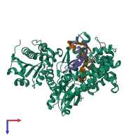 PDB entry 6ur4 coloured by chain, top view.