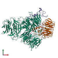 PDB entry 6urg coloured by chain, front view.