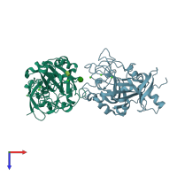 PDB entry 6usc coloured by chain, top view.