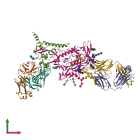 PDB entry 6utk coloured by chain, front view.
