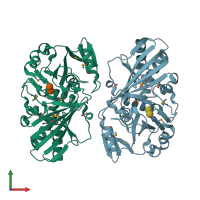 PDB entry 6utn coloured by chain, front view.