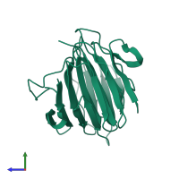 PDB entry 6uts coloured by chain, side view.