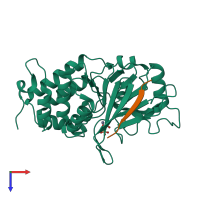 PDB entry 6uuq coloured by chain, top view.