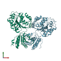 PDB entry 6uv0 coloured by chain, front view.