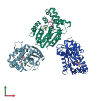 PDB entry 6uv6 coloured by chain, front view.