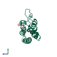 PDB entry 6uvm coloured by chain, side view.