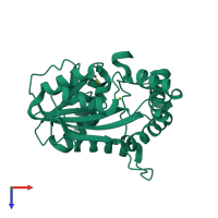 PDB entry 6uwd coloured by chain, top view.